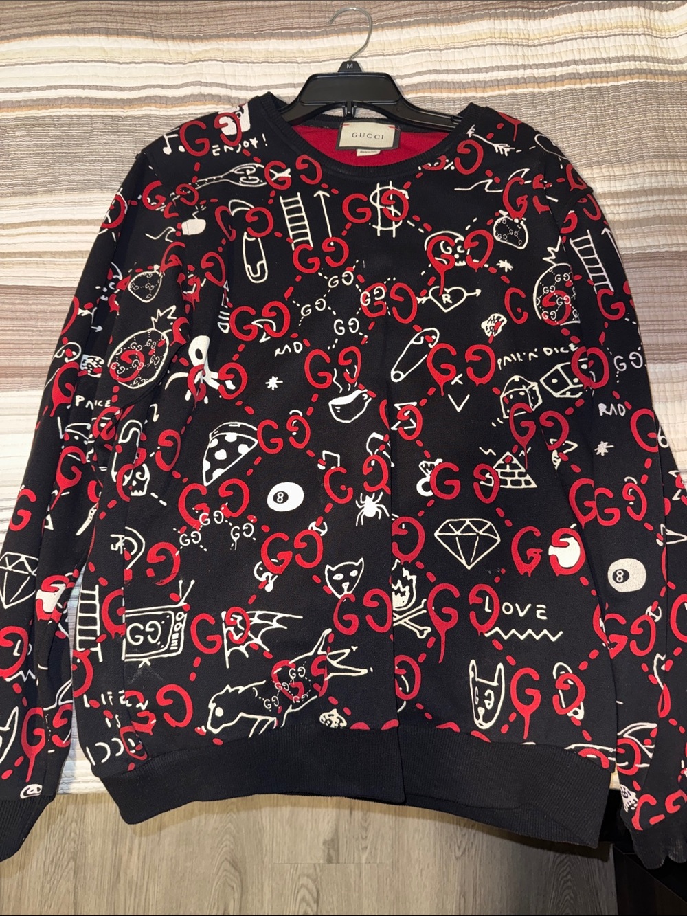 Gucci Black Red & White Logo Graphic Crewneck